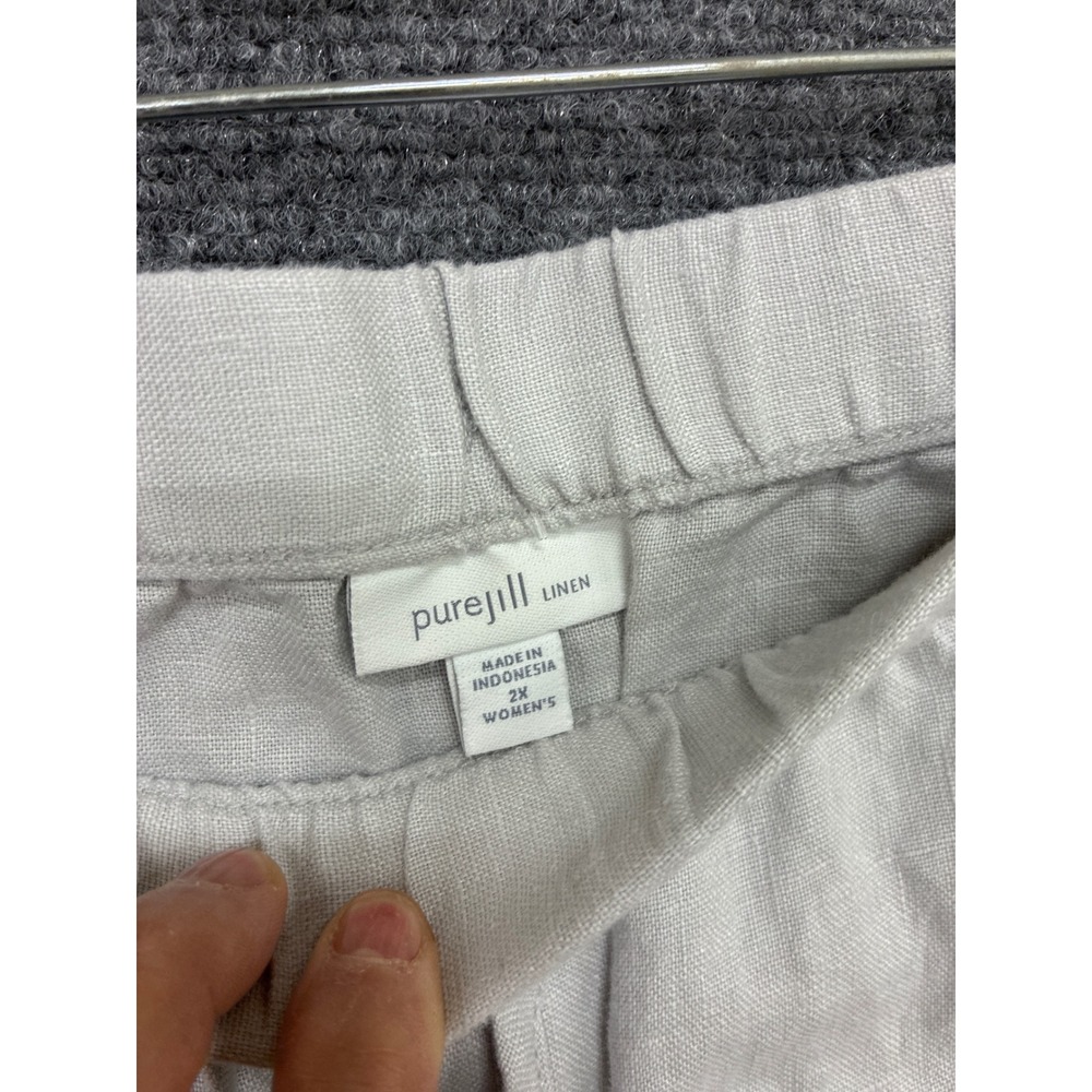 Pure Jill J.Jill Women 2X Linen Pants Marble Grey Cropped Drawstring New 241564 - Picture 2 of 5
